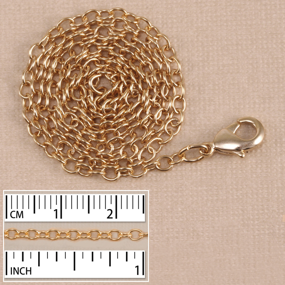 Chain & Clasps Matte Gold Finish, Small Round Cable Chain, 18"